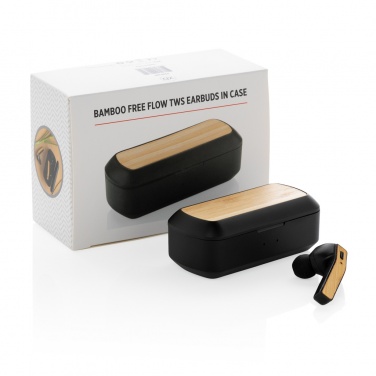 Logotrade advertising products photo of: Bamboo Free Flow TWS earbuds in case